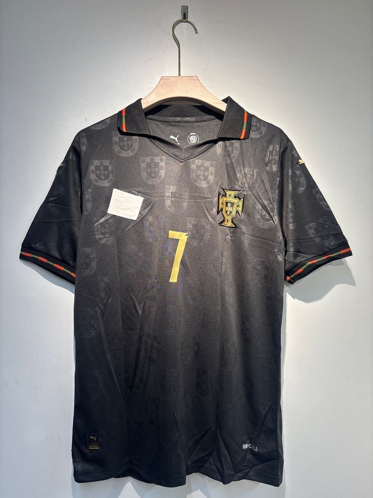 PORTUGAL 2026 BLACK KIT RONALDO POLO EMBROIDERY PREMIUM