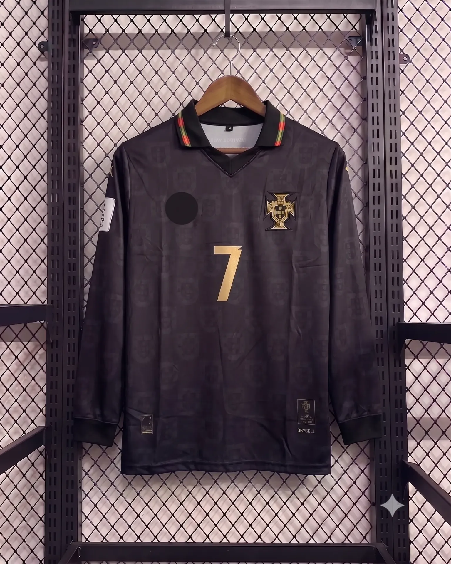 PORTUGAL 2026 BLACK KIT RONALDO FULLSLEEVE POLO EMBROIDERY PREMIUM