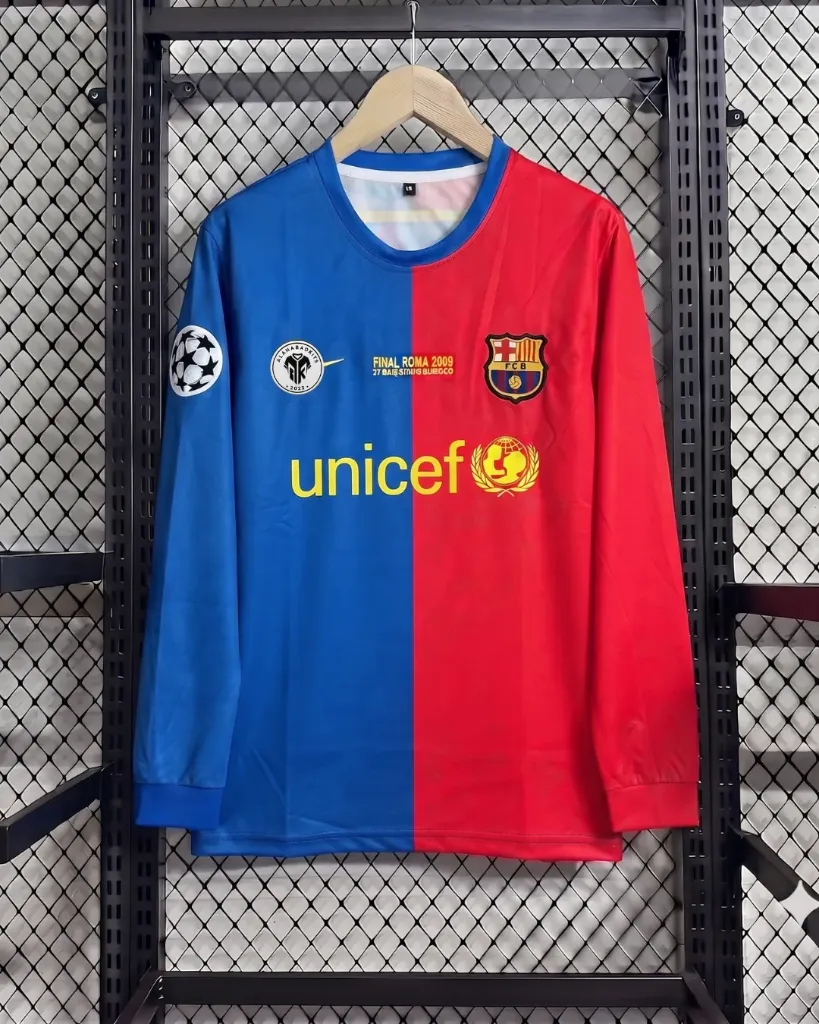 BARCELONA 2008-09 HOME KIT, FULL SLEEVE EMBROIDERY Messi (S)