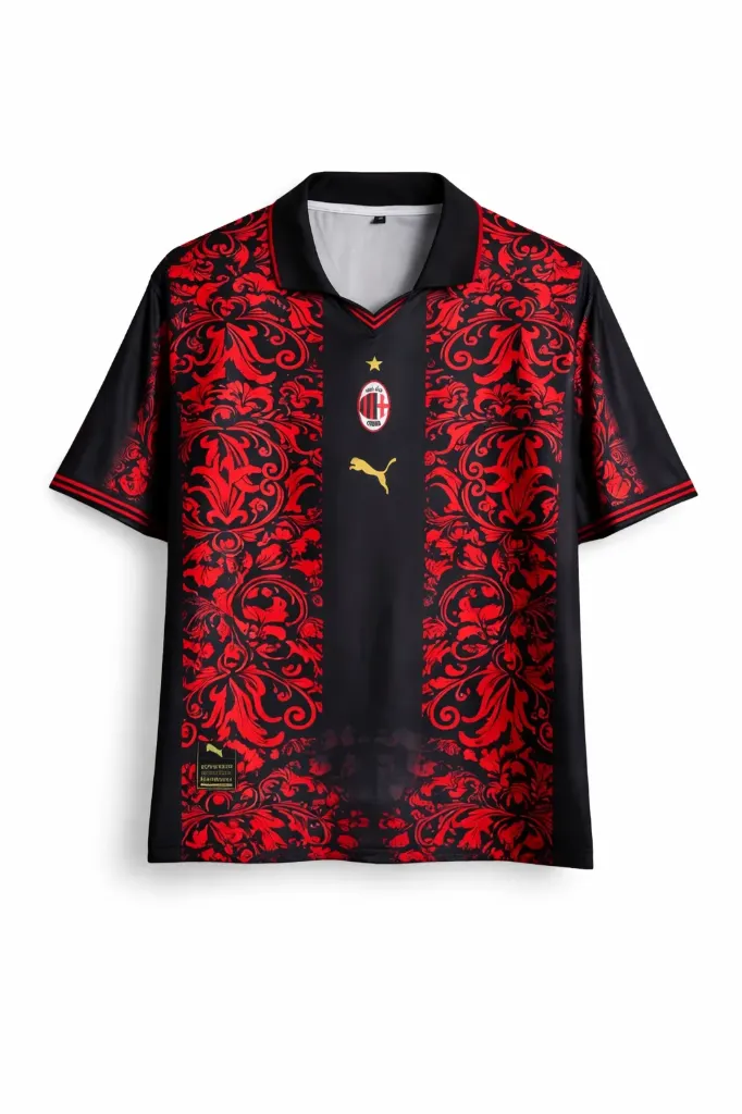 ACMILAN BLACK FLORAL SPECIAL KIT KAKA FIVESLEEVE POLO (S)