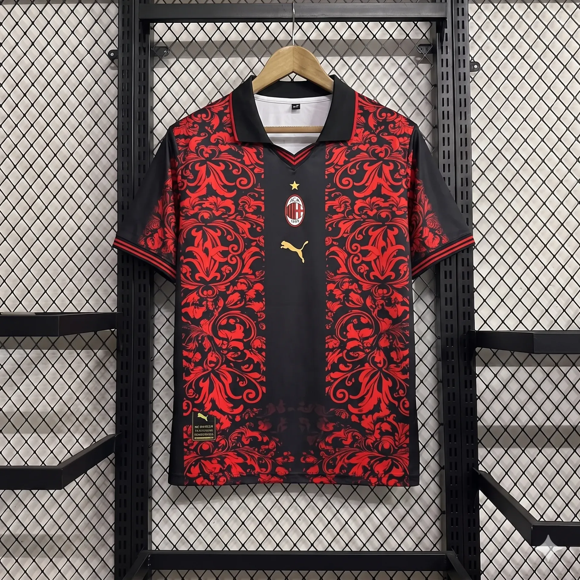 ACMILAN BLACK FLORAL SPECIAL KIT KAKA FIVESLEEVE POLO (S)