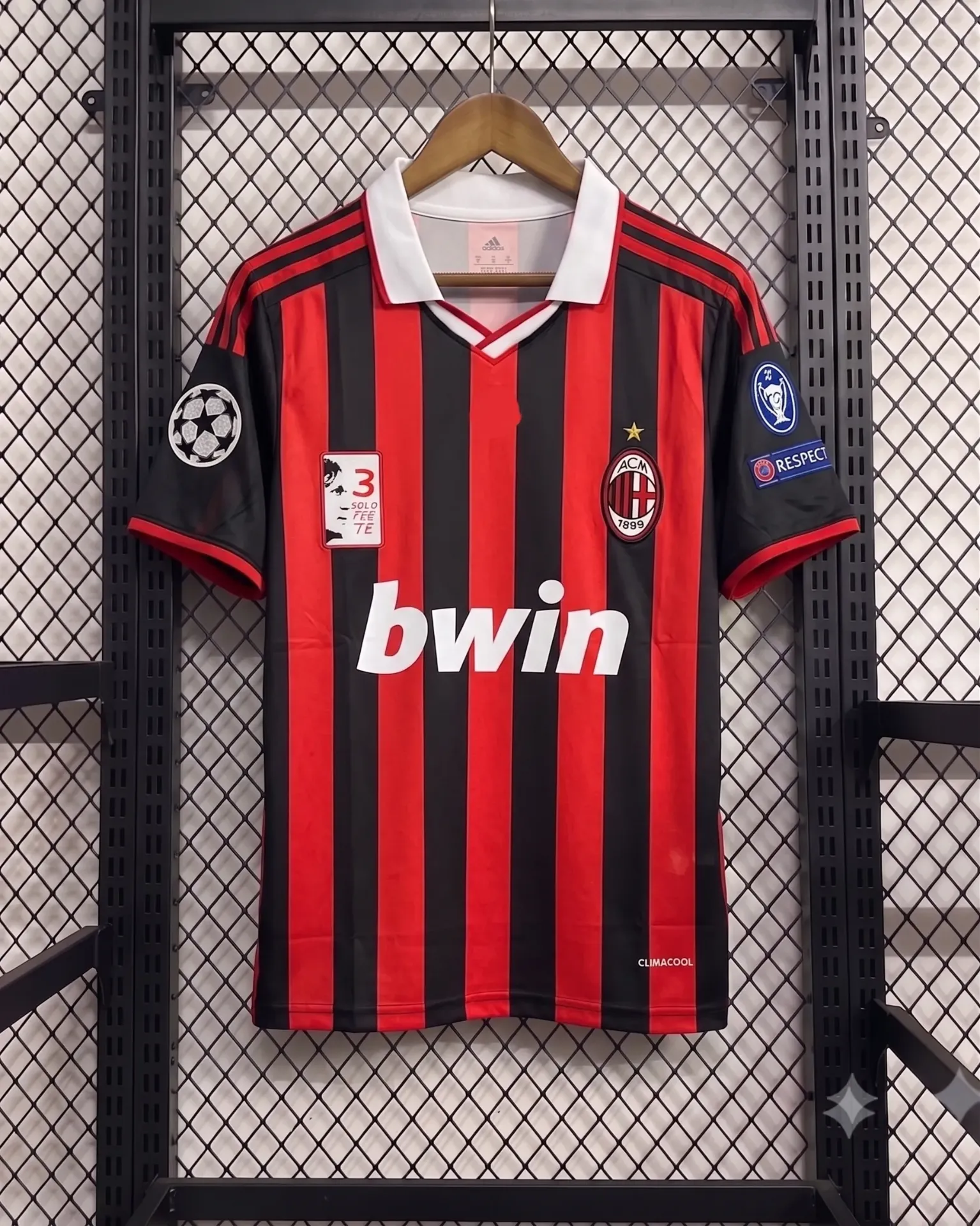ACMILAN 2009-10 HOME KIT MALDINI POLO EMBROIDERY PREMIUM (S)