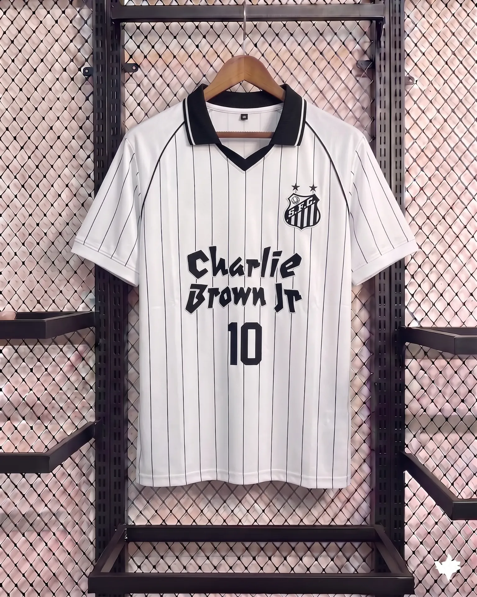 SANTOS X CHARLIE BROWN WHITE STRIPE KIT NEYMER FIVESLEEVE POLO EMBROIDERY (S)