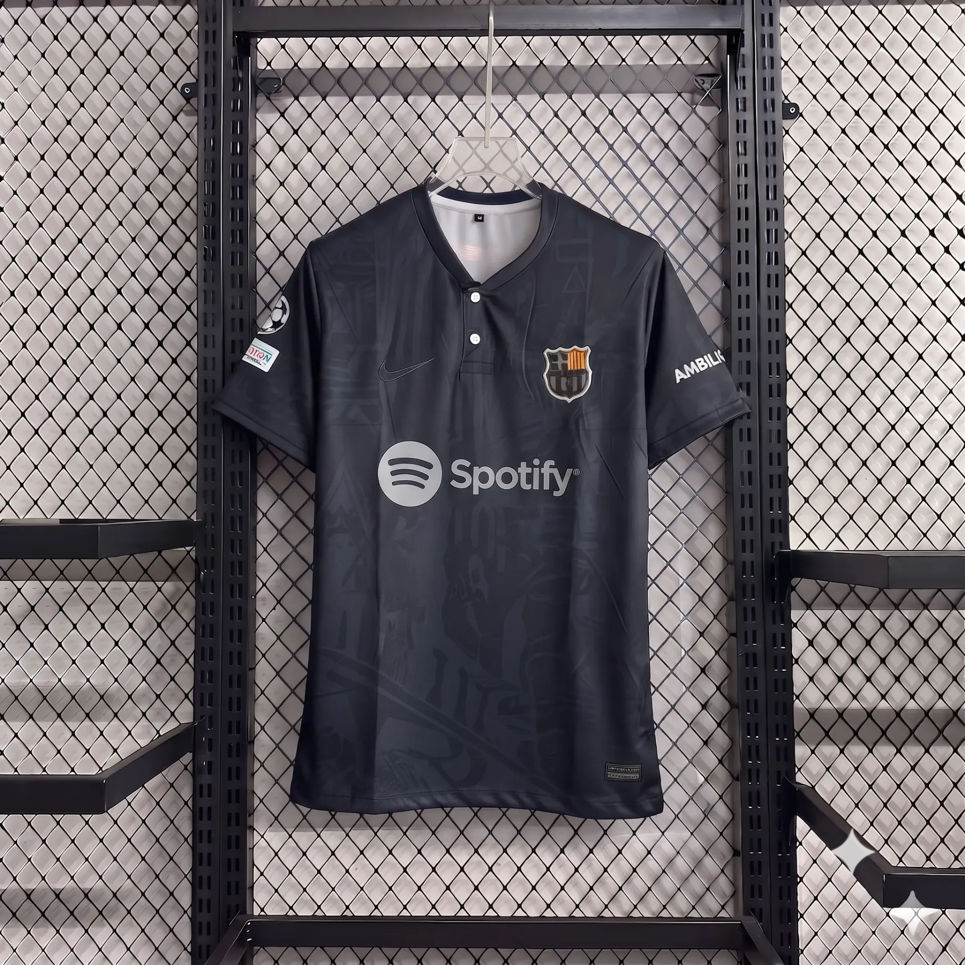 BARCELONA 2024 BLACK AWAY KIT PEDRI POLO EMBROIDERY (S)