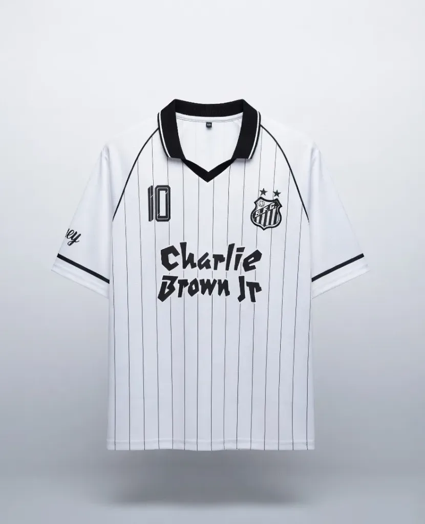 SANTOS X CHARLIE BROWN WHITE STRIPE KIT NEYMER FIVESLEEVE POLO EMBROIDERY