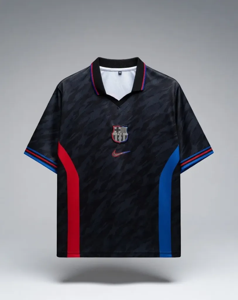 BARCELONA X TRAVIS SCOTT BLACK KIT FIVESLEEVE POLO EMBROIDERY